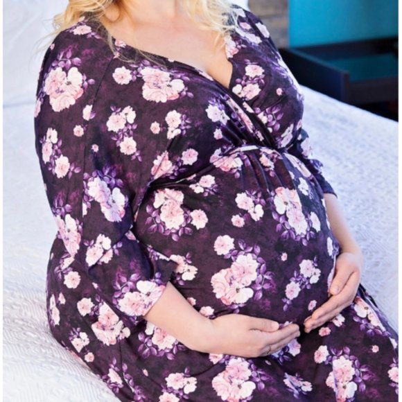 Dressed to Deliver Maternity + Nursing Robe Violet Size L/XL - Picture 2 of 3